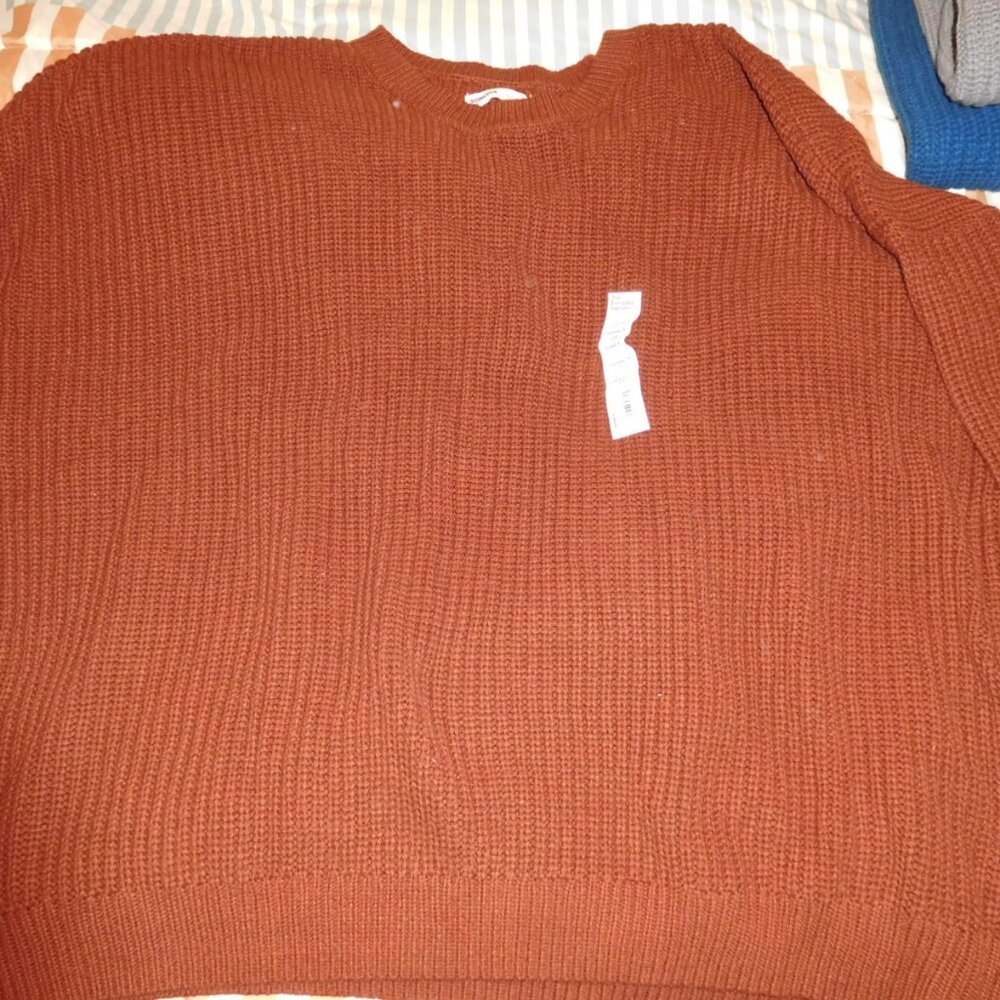 NWT 4X SONOMA THICK CABLE KNIT SWEATER CREW NECK BANDED BOTTOM wine